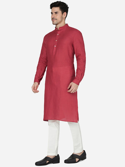 Matee Maroon Solid Regular Fit Modi Kurta | JadeBlue