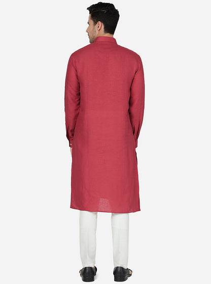 Matee Maroon Solid Regular Fit Modi Kurta | JadeBlue