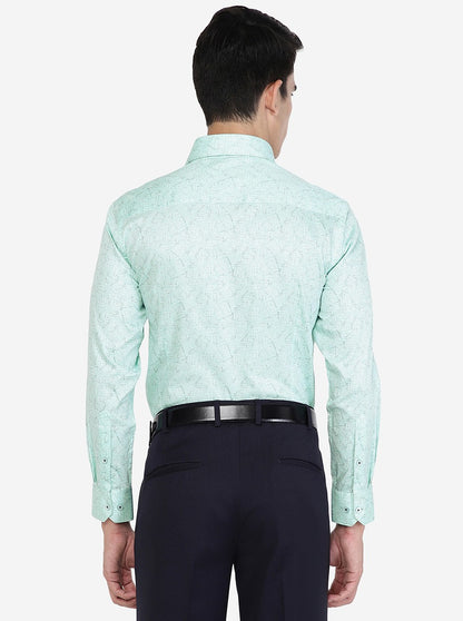 Sky Blue Printed Slim Fit Formal Shirt | Greenfibre