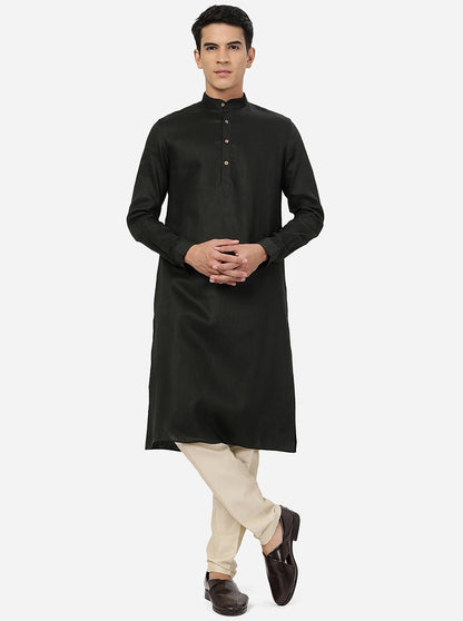 Olive Green Solid Regular Fit Modi Kurta | JadeBlue