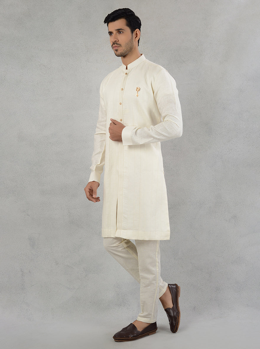 Cream  Kurta Pajama | TULA