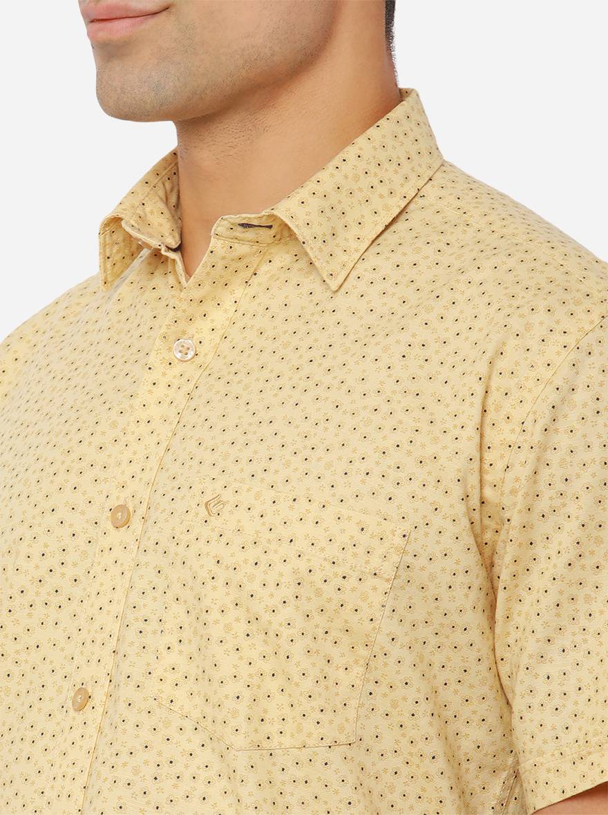 Rattan Yellow Printed Smart Fit Casual Shirt | Greenfibre