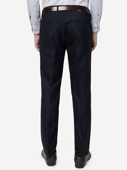 Comfy Blue Solid Slim Fit Formal Trouser | Metal
