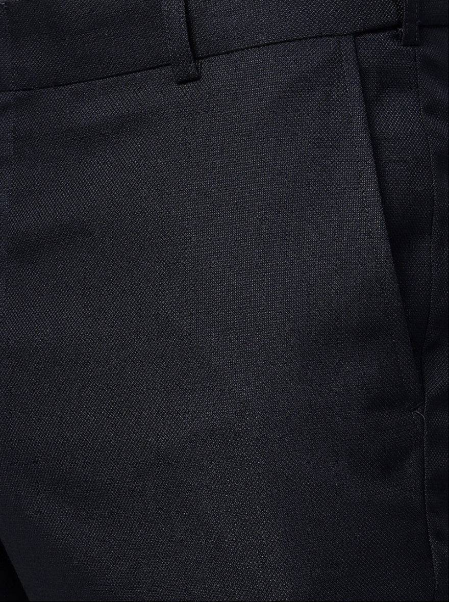 Comfy Blue Solid Slim Fit Formal Trouser | Metal