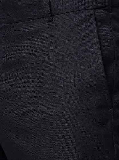 Comfy Blue Solid Slim Fit Formal Trouser | Metal