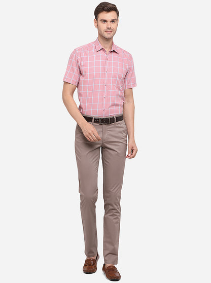 Light Brown Solid Slim Fit Casual Trouser | JadeBlue