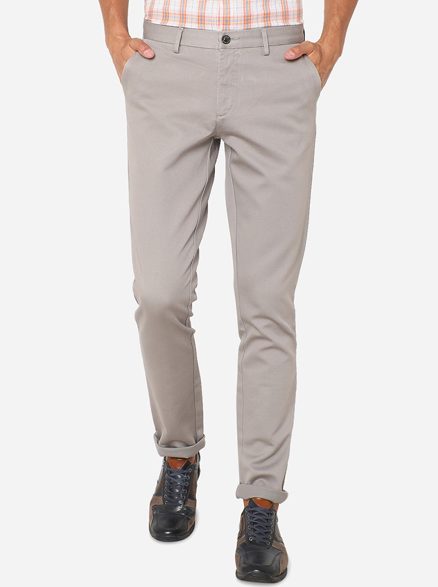 Light Grey Solid Uno Fit Casual Trouser | JadeBlue Sport