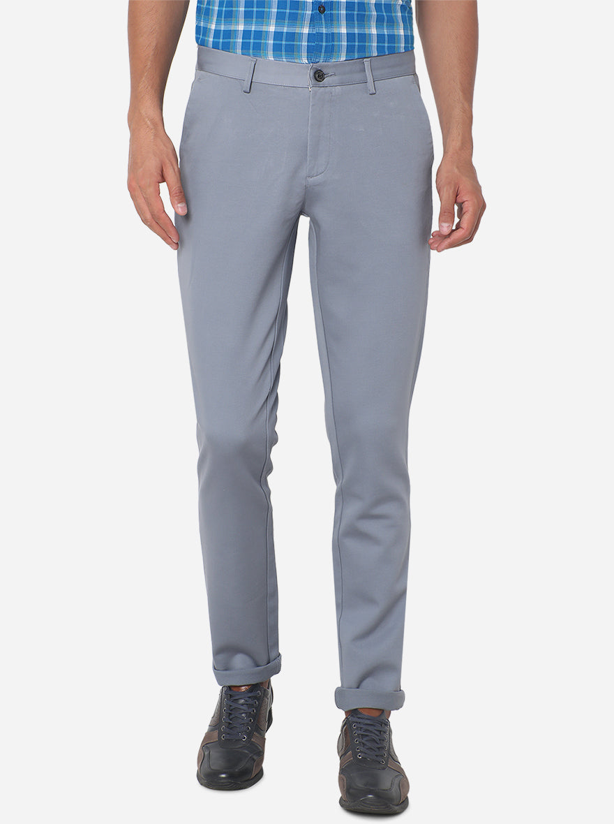 Steel Grey Solid Uno Fit Casual Trouser | JadeBlue Sport