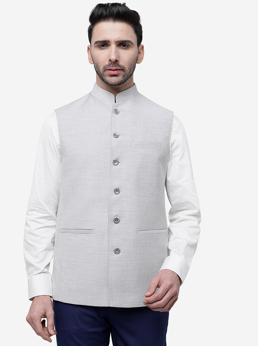 Buy Light Grey Solid Regular Fit Modi Jacket JadeBlue ✓