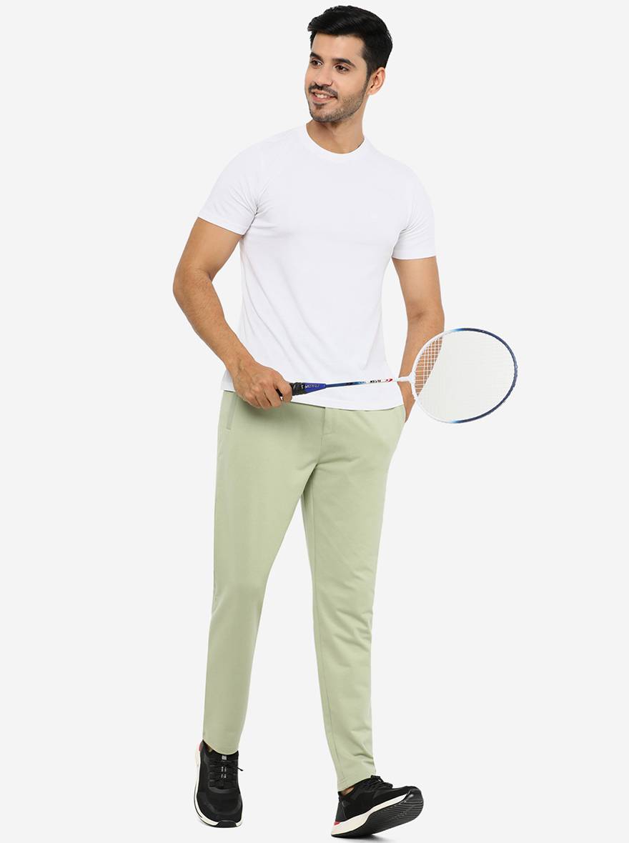 Pista Green Solid Slim Fit Track Pant | JadeBlue