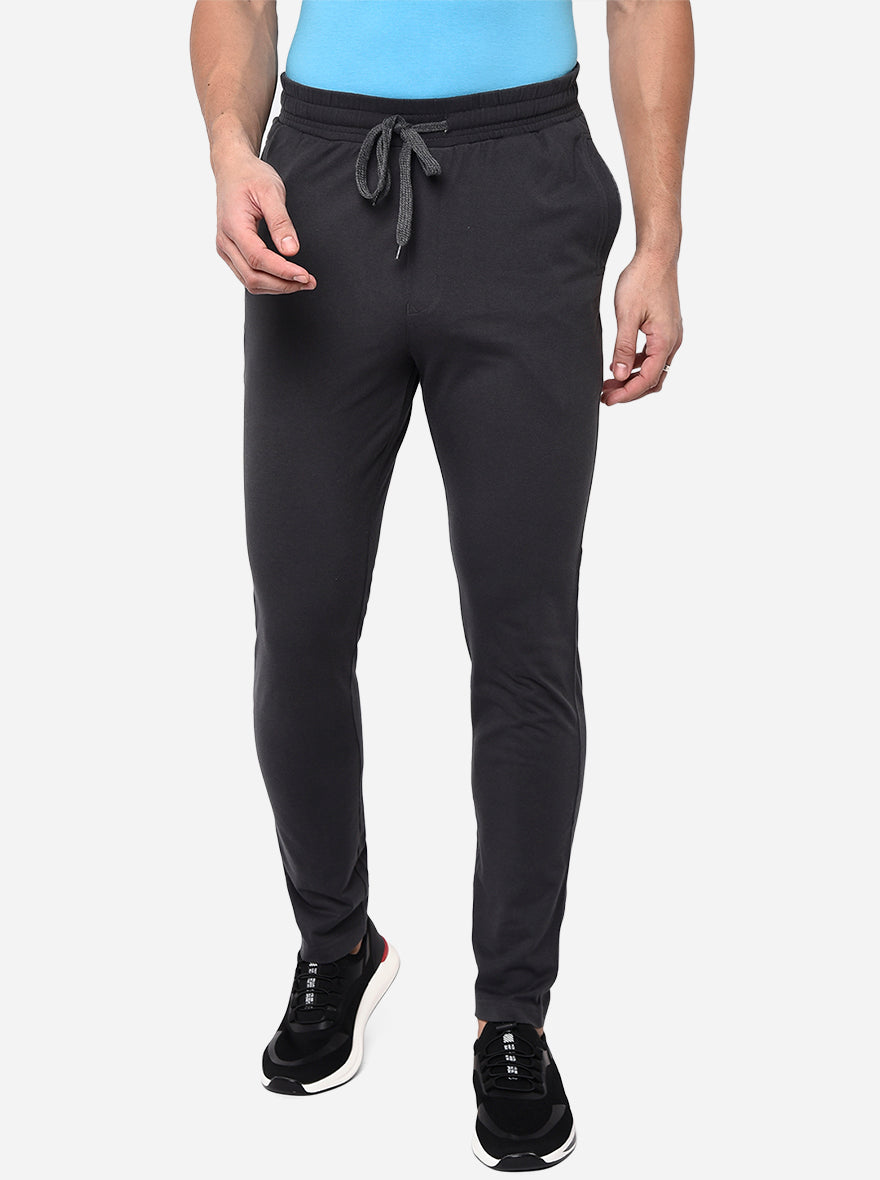 Dark Grey Solid Regular Fit Track Pant | JadeBlue