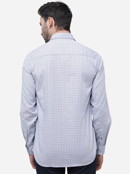 Light Blue Checked Slim Fit Casual Shirt | JadeBlue
