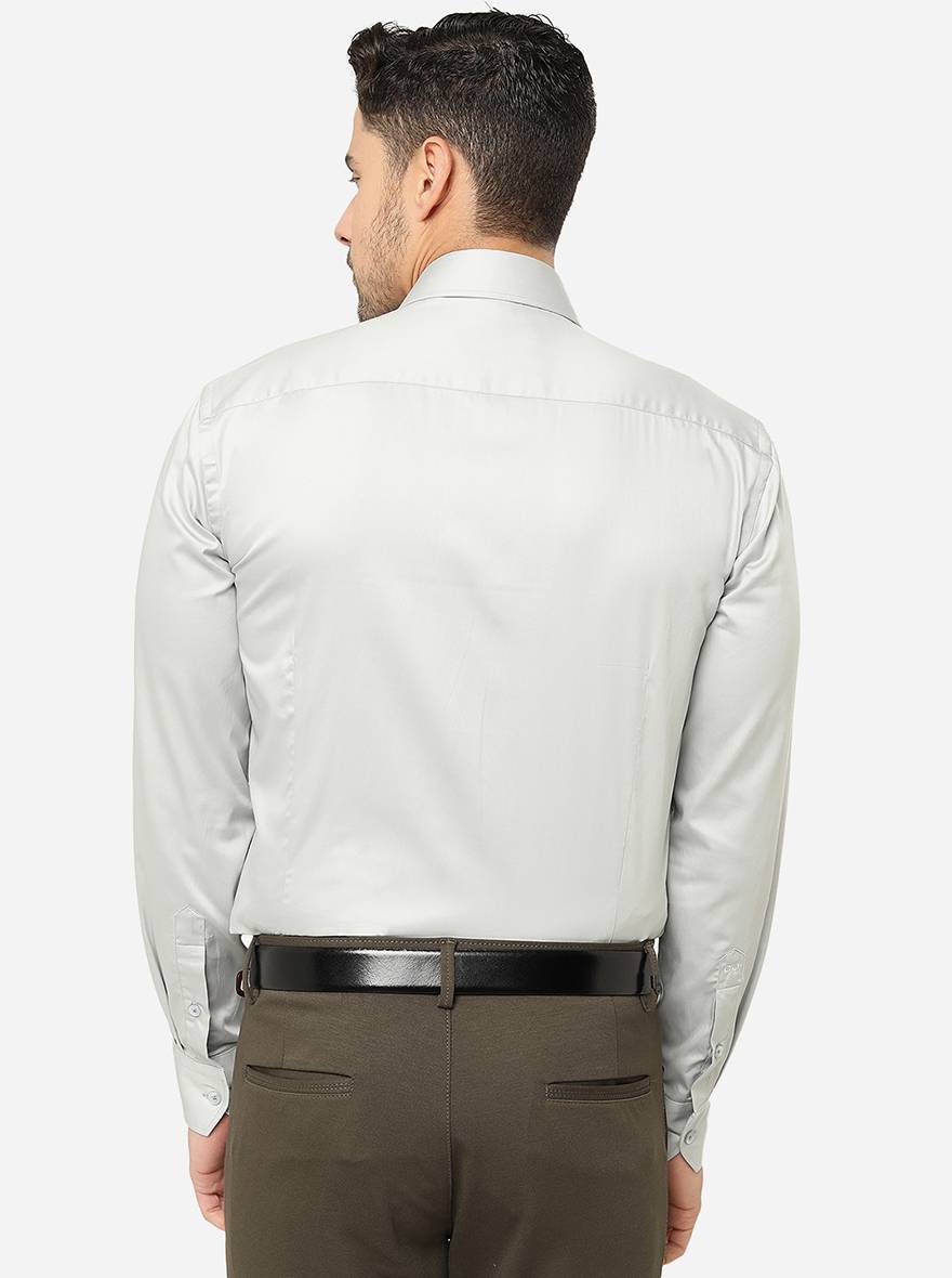 Light Grey Solid Slim Fit Formal Shirt | Metal