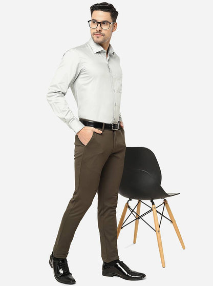 Light Grey Solid Slim Fit Formal Shirt | Metal