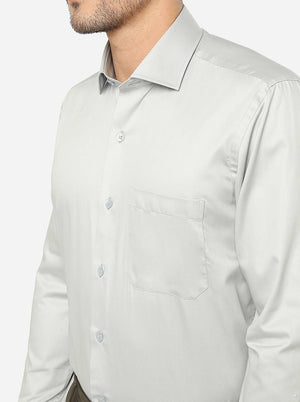 Light Grey Solid Slim Fit Formal Shirt | Metal