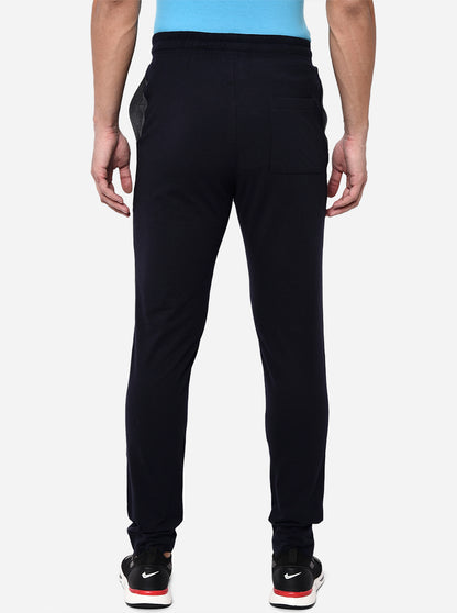 Navy Blue Solid Regular Fit Track Pant | JadeBlue