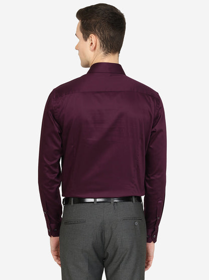 Wine Solid Slim Fit Formal Shirt | Metal