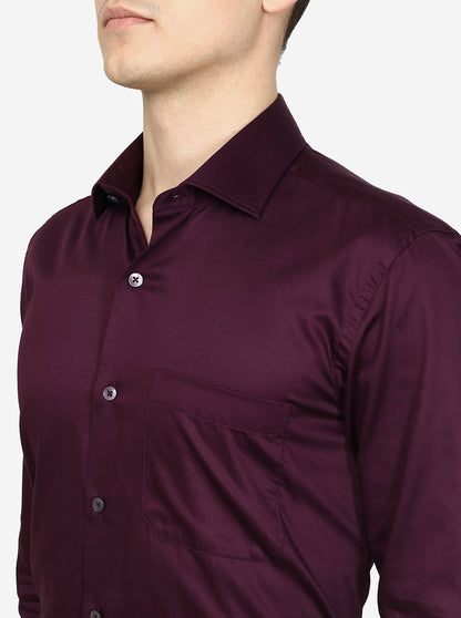 Wine Solid Slim Fit Formal Shirt | Metal