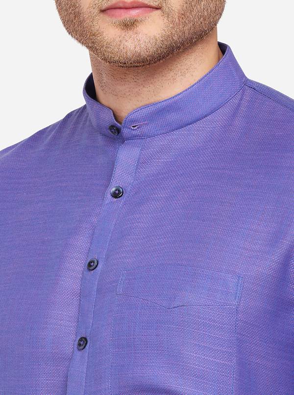 Purple Self Textured Regular Fit Modi Kurta | JadeBlue