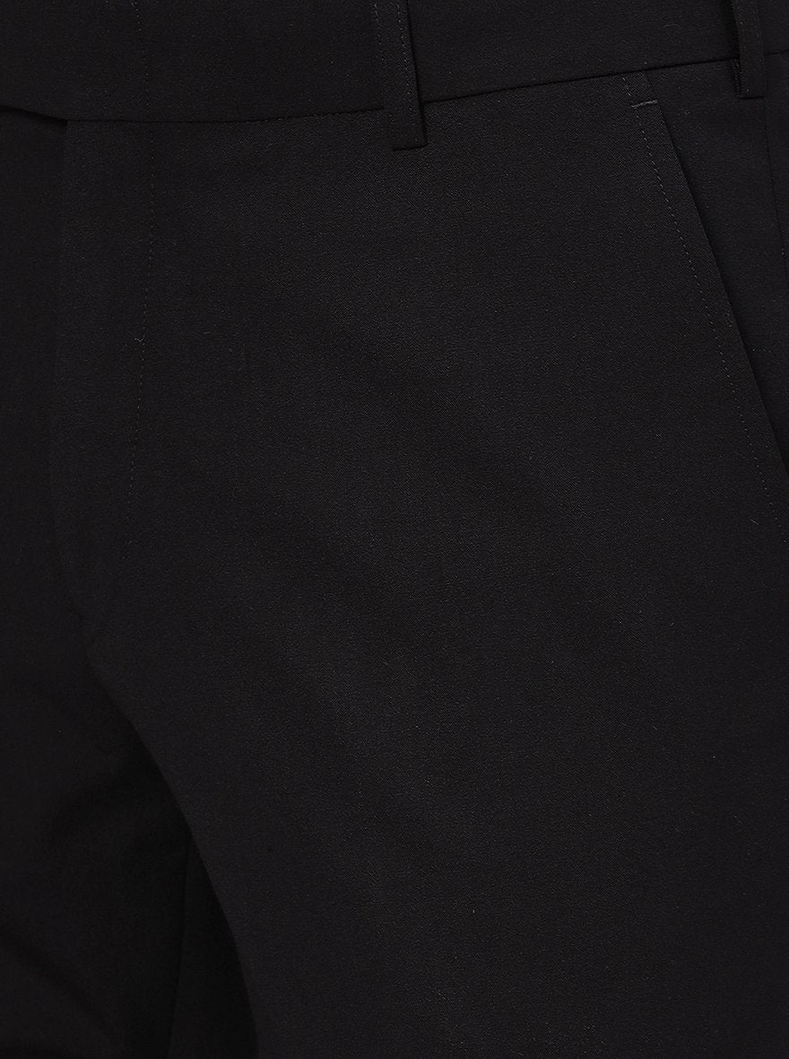 Black Solid Super Slim Fit Formal Trouser | JadeBlue