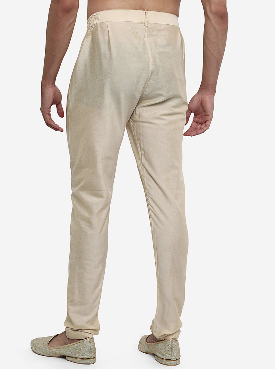 Beige Solid Regular Fit Aligadhi | Azania