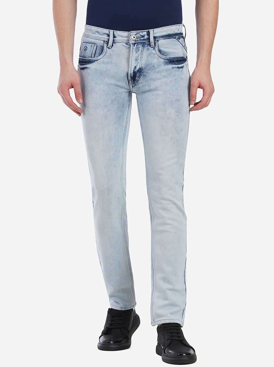 Light Blue Washed Narrow Fit Jeans | Greenfibre