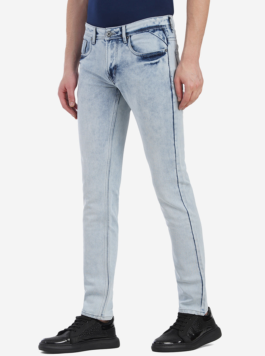 Light Blue Washed Narrow Fit Jeans | Greenfibre