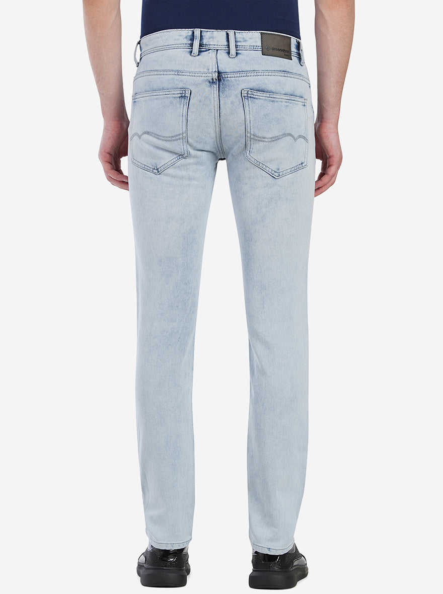 Light Blue Washed Narrow Fit Jeans | Greenfibre