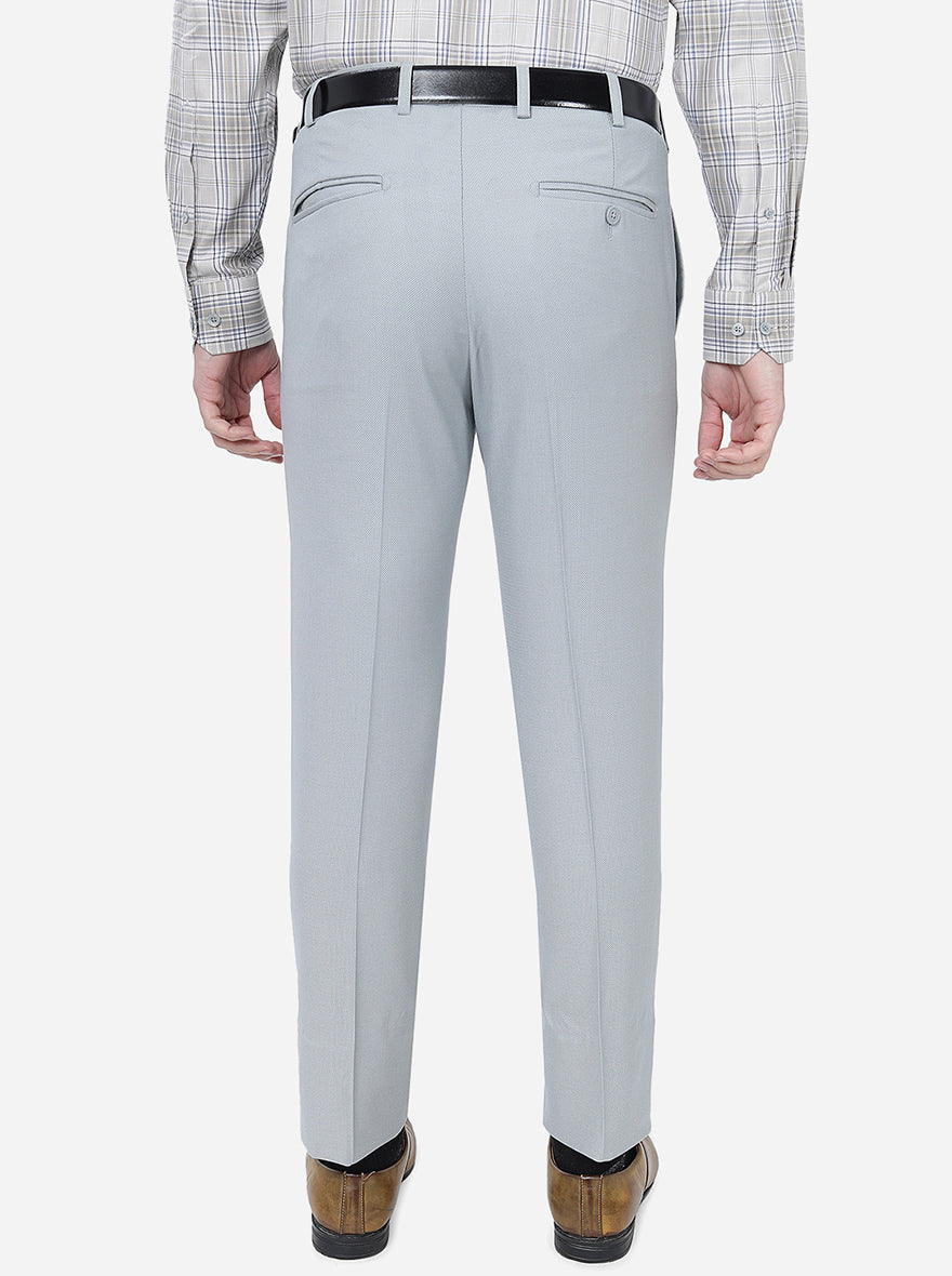 Grey Solid Slim Fit Formal Trouser | Metal