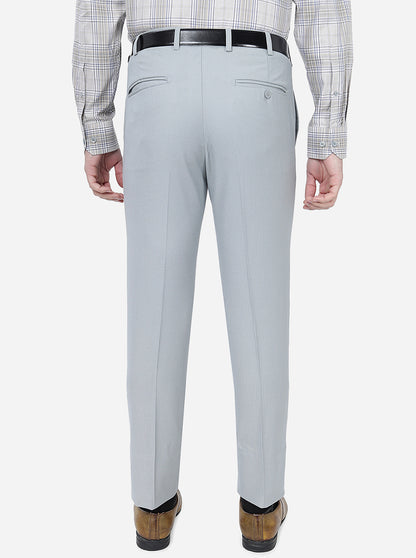 Grey Solid Slim Fit Formal Trouser | Metal