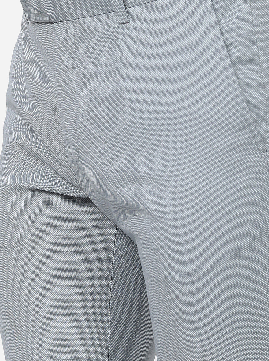 Grey Solid Slim Fit Formal Trouser | Metal