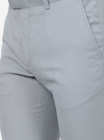 Grey Solid Slim Fit Formal Trouser | Metal