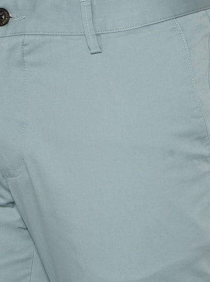 Mint Blue Solid Uno Fit Casual Trouser | JadeBlue