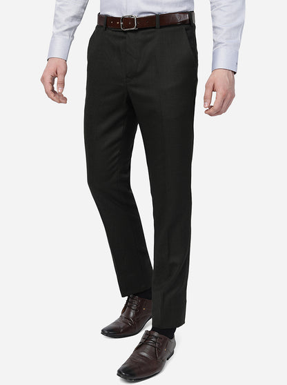 Green Solid Slim Fit Formal Trouser | Metal