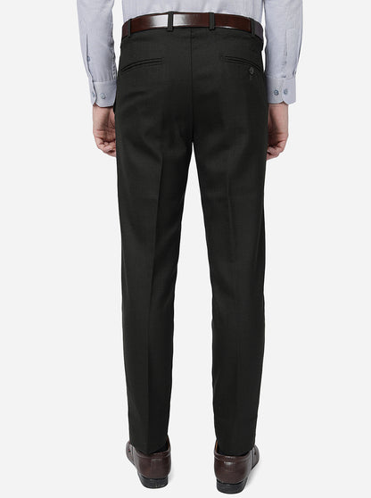 Green Solid Slim Fit Formal Trouser | Metal