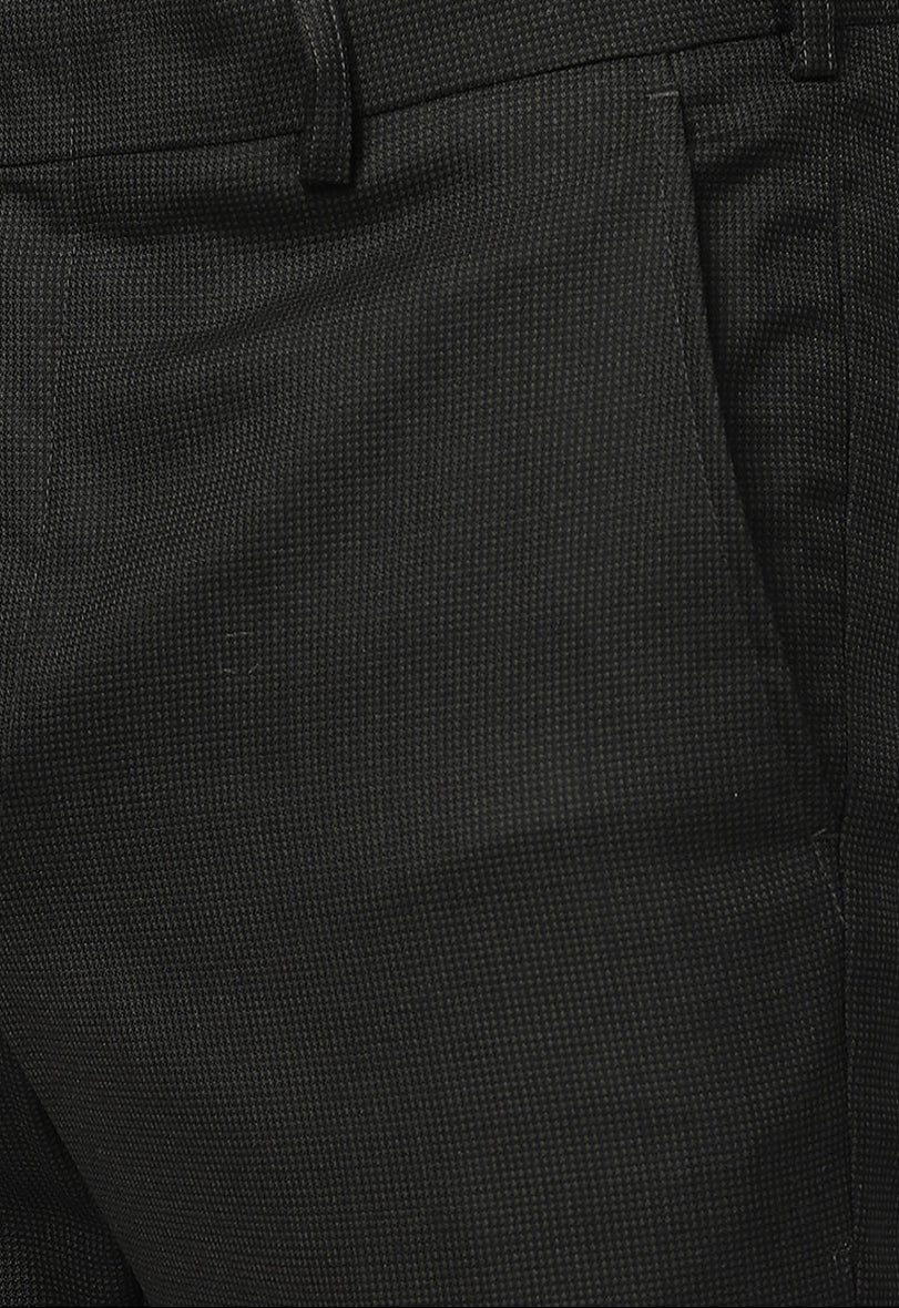 Green Solid Slim Fit Formal Trouser | Metal