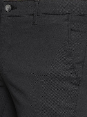 Black Solid Super Slim Fit Casual Trouser | Greenfibre