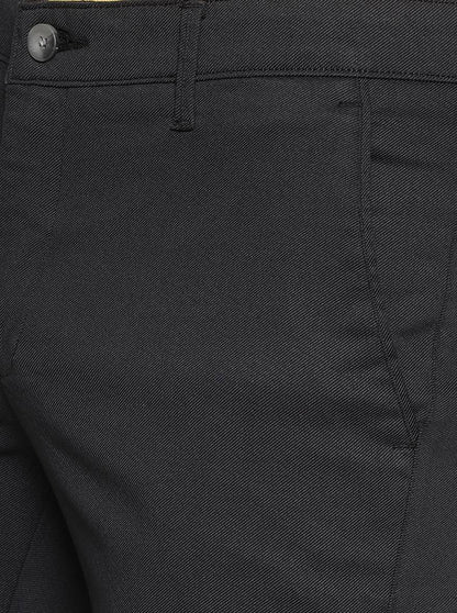 Black Solid Super Slim Fit Casual Trouser | Greenfibre