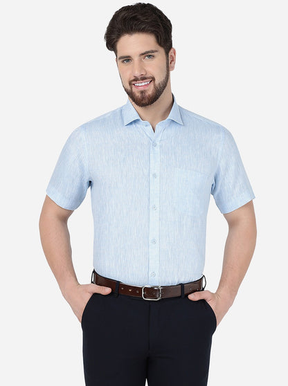 Sky Blue Solid Regular Fit Formal Shirt | JadeBlue