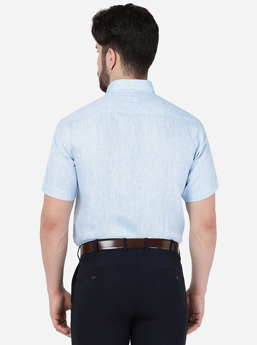 Sky Blue Solid Regular Fit Formal Shirt | JadeBlue