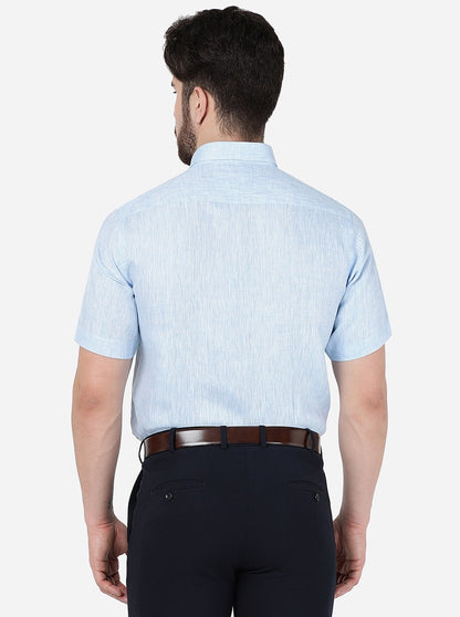 Sky Blue Solid Regular Fit Formal Shirt | JadeBlue