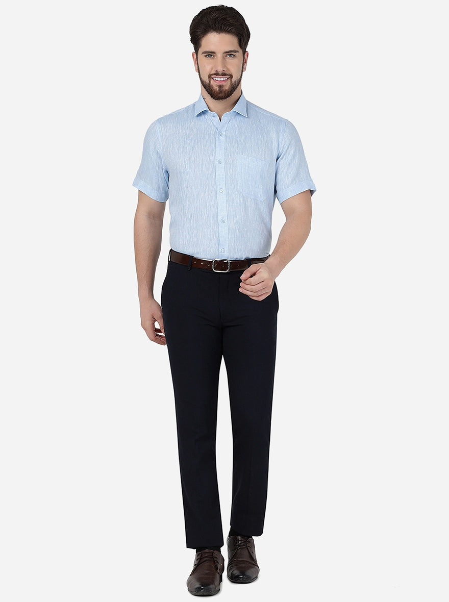 Sky Blue Solid Regular Fit Formal Shirt | JadeBlue