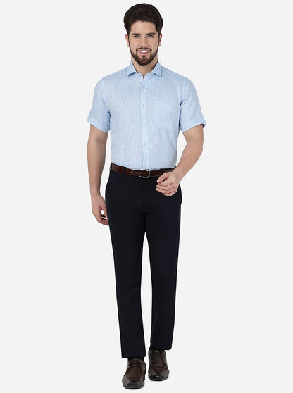 Sky Blue Solid Regular Fit Formal Shirt | JadeBlue