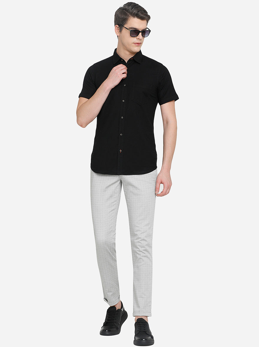 Steel Grey Solid Neo Fit Casual Trouser | Greenfibre