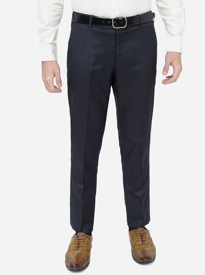 Navy Blue Checked Super Slim Fit Formal Trouser | JadeBlue Youth
