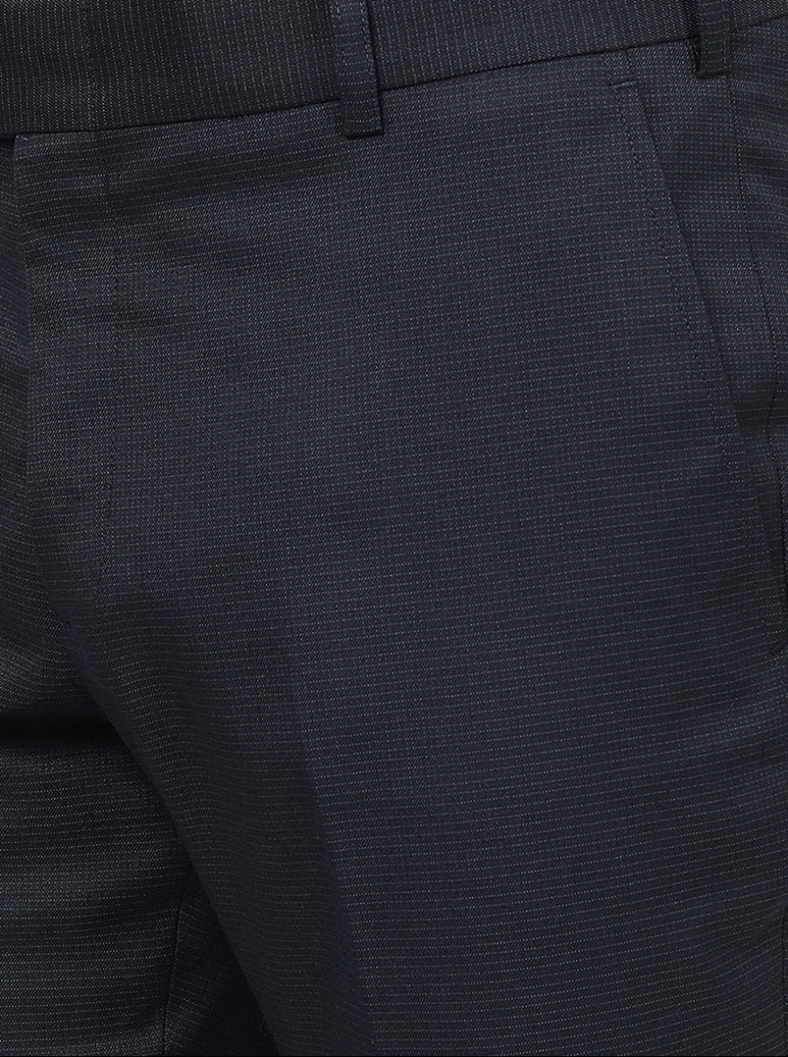 Navy Blue Checked Super Slim Fit Formal Trouser | JadeBlue Youth