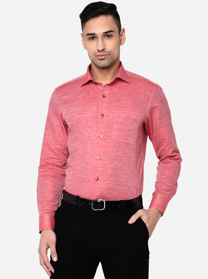 Island Pink Solid Slim Fit Formal Shirt | Metal