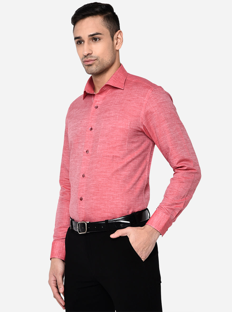 Island Pink Solid Slim Fit Formal Shirt | Metal