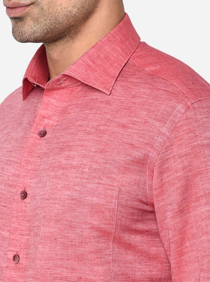 Island Pink Solid Slim Fit Formal Shirt | Metal