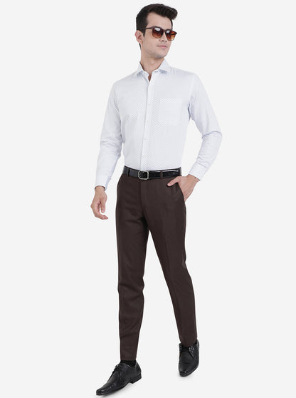 White & Blue Printed Slim Fit Formal Shirt | Greenfibre
